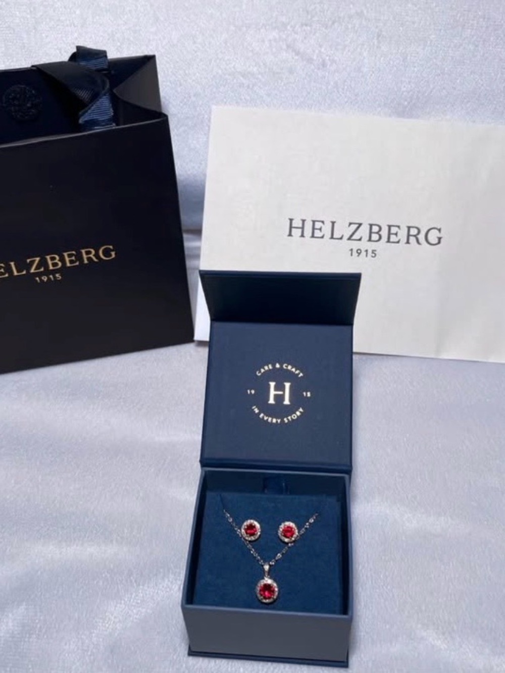 Helzberg Diamonds Ruby Necklace and Stud Earring Set